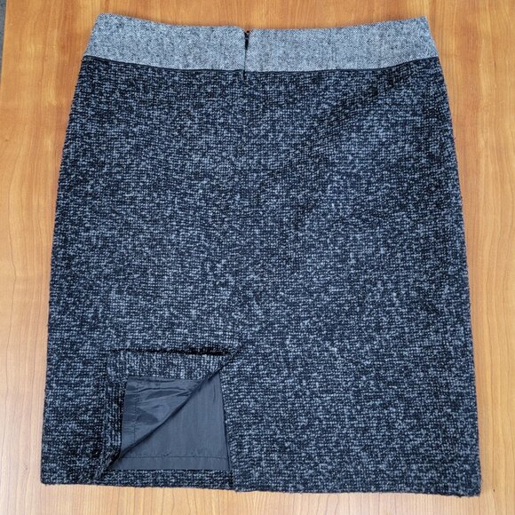 Liz Claiborne Lined Gray Black Heather Wool Blend Pencil Skirt - 6 - Picture 3 of 7